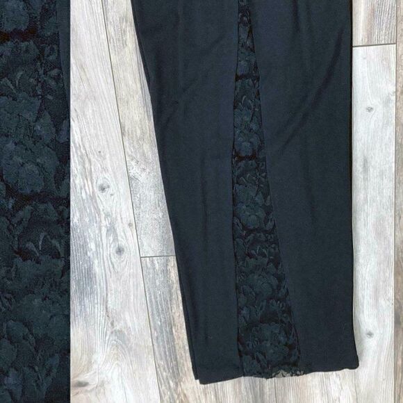 Ela S Black Stretch Pants Lace Insets - Picture 4 of 7